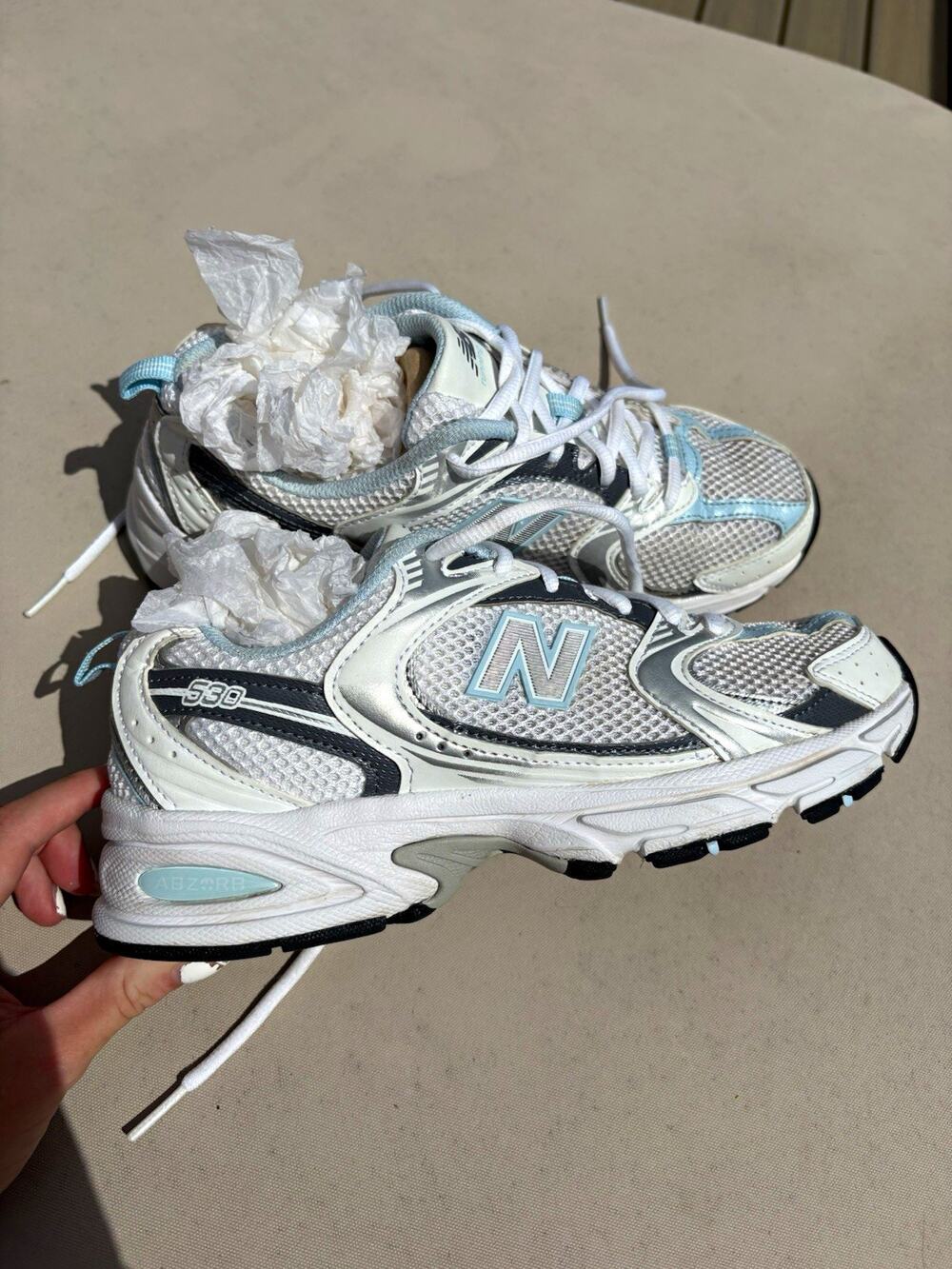 New Balance 530 White/Blue Mesh Sneakers Women’s Size 7/ Men’s Size 5.5